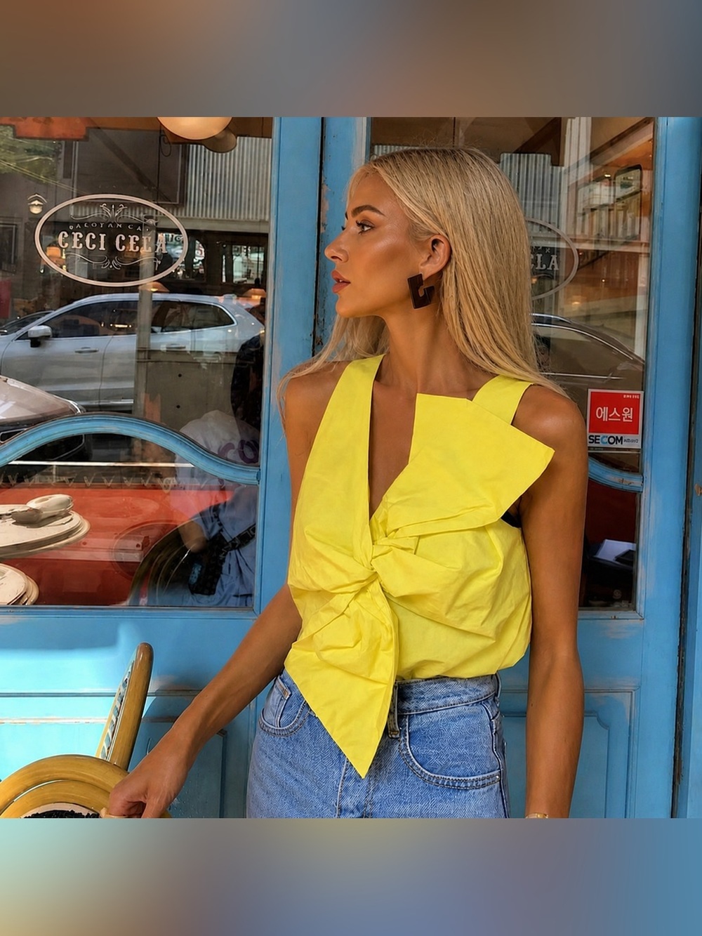 Zara yellow top with a bow